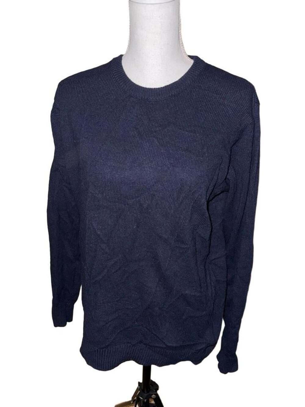 Brandy Melville Crewneck Sweater Navy Blue Knit Long Sleeve Top